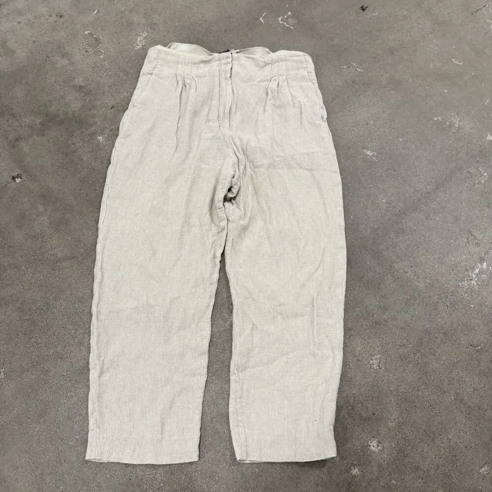 Vintage Emporio Armani Linen Lyocell Pleated Relaxed Pants Mens 50/US34 Ivory